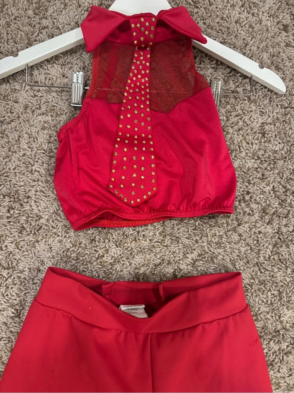 Red two piece Kelle dance costume